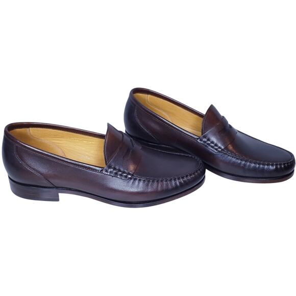 BECKETT SIMONON Cohen Penny Loafers Brown Leather Men's Size 10.5 Handcrafted - Picture 5 of 16